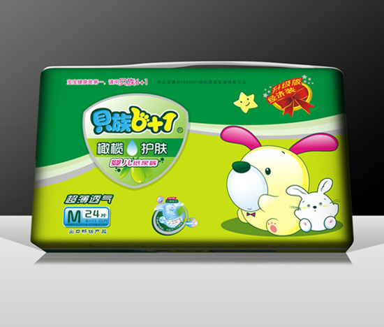 貝族6+1橄欖護膚+雙彈力腰圍紙尿褲M24片