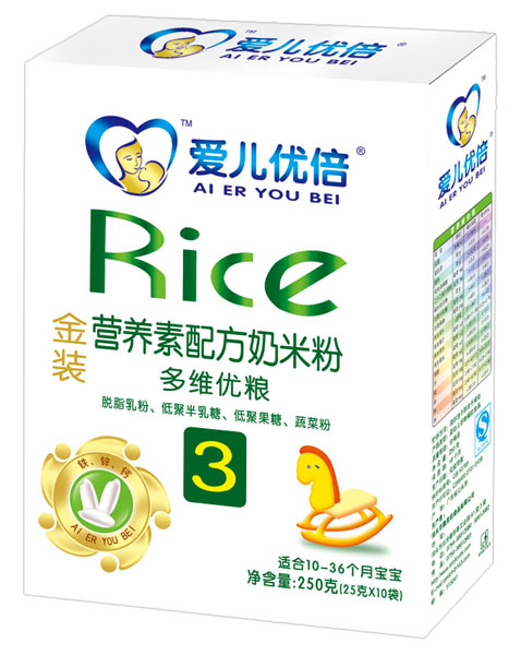愛(ài)兒優(yōu)倍金裝多維優(yōu)糧營(yíng)養(yǎng)素配方奶米粉盒裝