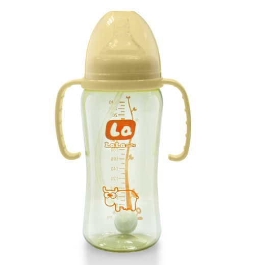 樂樂寶貝帶炳吸管yinge奶瓶白色