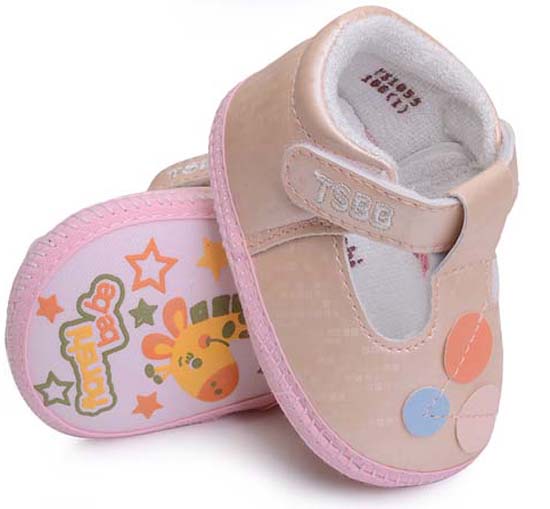 天使之嬰格子布youe步前鞋粉色