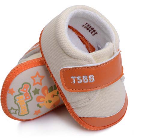 天使之嬰珠地布+PUyoue學步鞋橙色