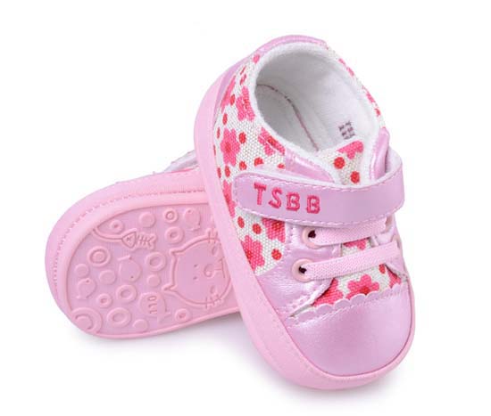 天使之嬰印花布+PUyoue學(xué)步鞋粉紅