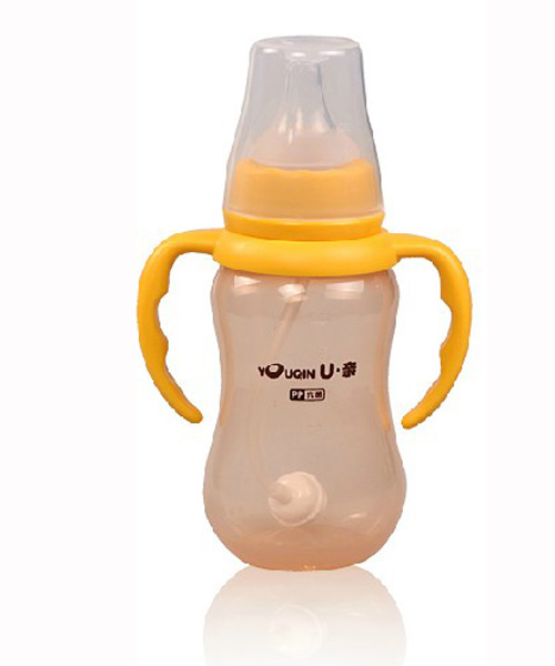 U親A333標(biāo)準(zhǔn)口徑PP抗菌不含雙酚A 防脹氣帶柄自動奶瓶180ML