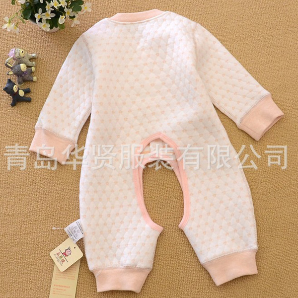 樂嬰健純棉保暖開檔連體衣