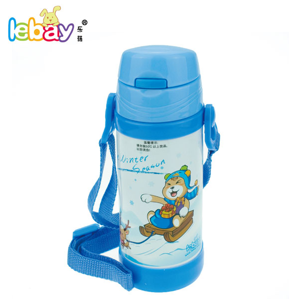 樂蓓藍色標口卡通實用保溫水杯