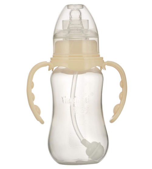 嬰之美標口雙耳自動圓弧PP奶瓶180ML乳白色