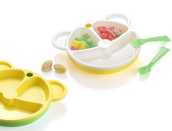 樂(lè)米樂(lè)小熊防滑保溫餐盤(pán)套裝