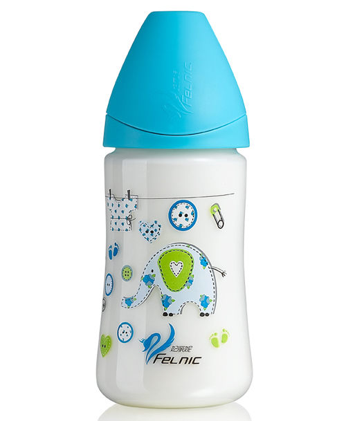 妃麗妮寬口徑時尚PP奶瓶藍(lán)色