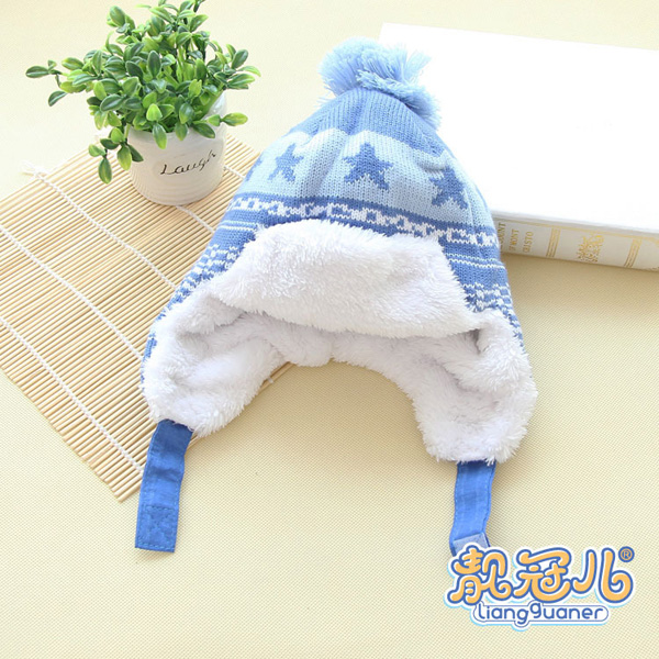 靚冠兒yingye加絨保暖護(hù)耳帽子淺藍(lán)色