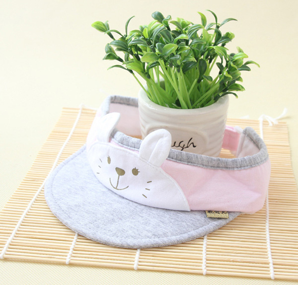 靚冠兒yingye空頂遮陽帽子粉白色