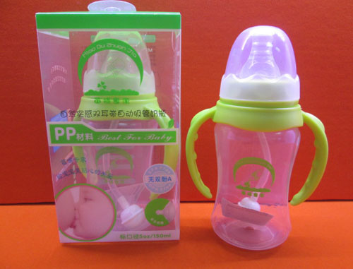 苗哺專家5安標口雙耳自動吸管pp奶瓶