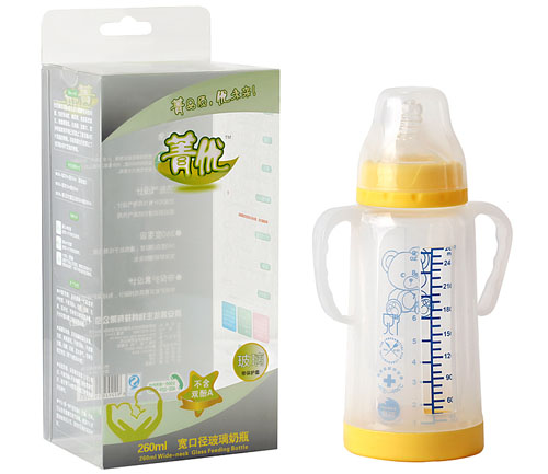 菁優(yōu)標準口徑玻璃奶瓶260ml黃色