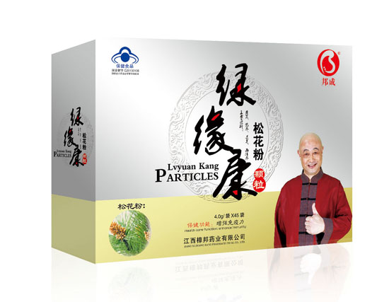邦成綠緣康松花粉顆粒鐵盒鐳射紙盒裝
