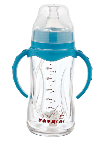 優(yōu)嘻噯全抗體玻璃自動(dòng)奶瓶藍(lán)色240ml