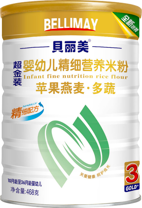 貝麗美蘋果燕麥多蔬精細(xì)營養(yǎng)米粉408克聽裝裝