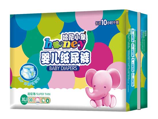 哈尼小象Xl碼30片360°環(huán)腰式超級薄yinge紙尿褲