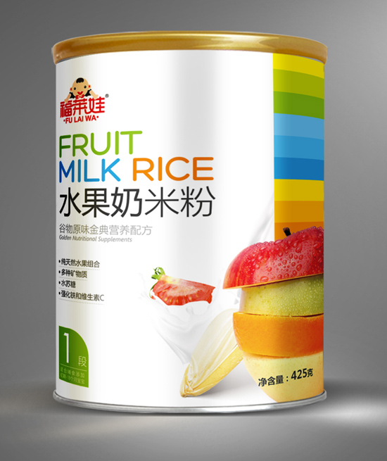 福萊娃谷物原味水果奶米粉聽裝