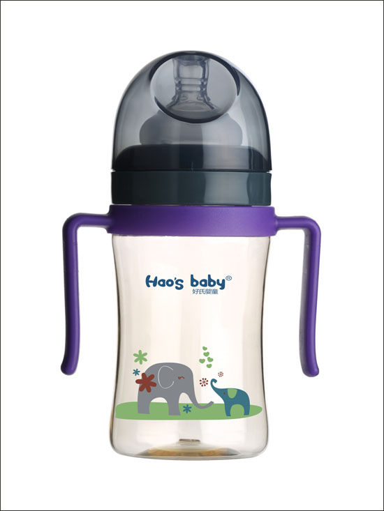 好氏嬰童小象印花紫色雙柄奶瓶(中)