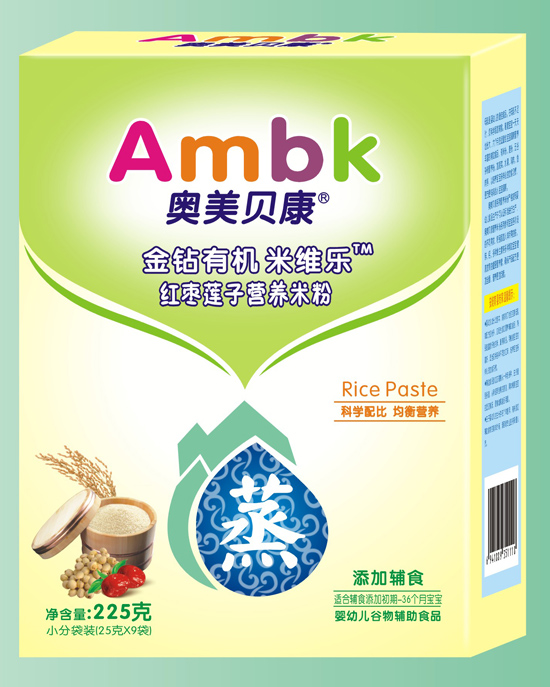 奧美貝康金裝225克紅棗蓮子營養(yǎng)蒸米粉