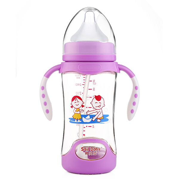 帥貝比PPSU帶底奶瓶280ML紫