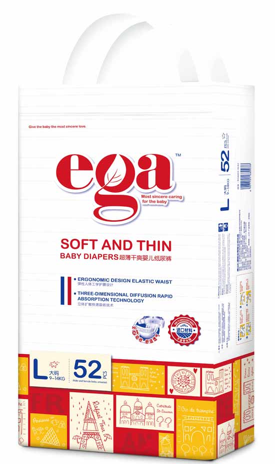 嬰姿雅柔薄干爽yinge紙尿褲大包L52片(紅)