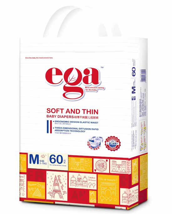 嬰姿雅柔薄干爽yinge紙尿褲大包M60片(紅)