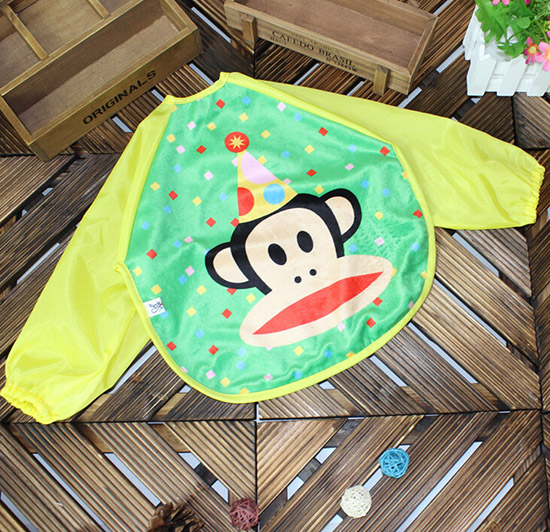 寶寶罩衣食飯衣畫(huà)畫(huà)衣圍兜綠大嘴猴