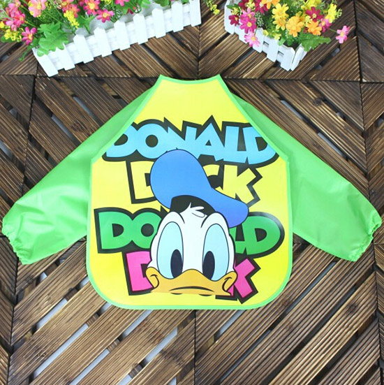 yingeEVA免洗吃飯衣圍兜圍嘴長(zhǎng)袖綠