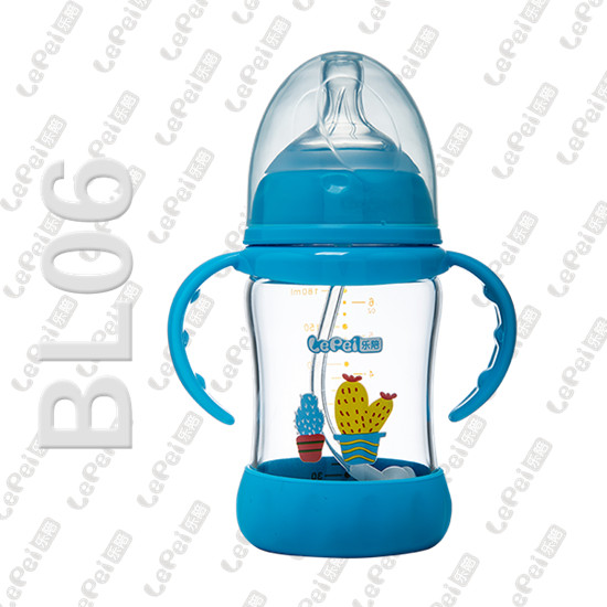 樂陪yingye玻璃奶瓶藍