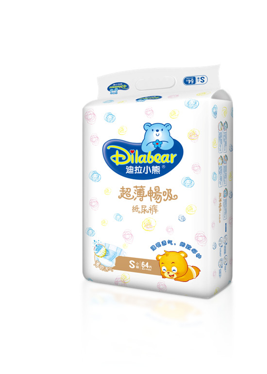 迪拉小熊超薄暢吸紙尿褲S碼64片