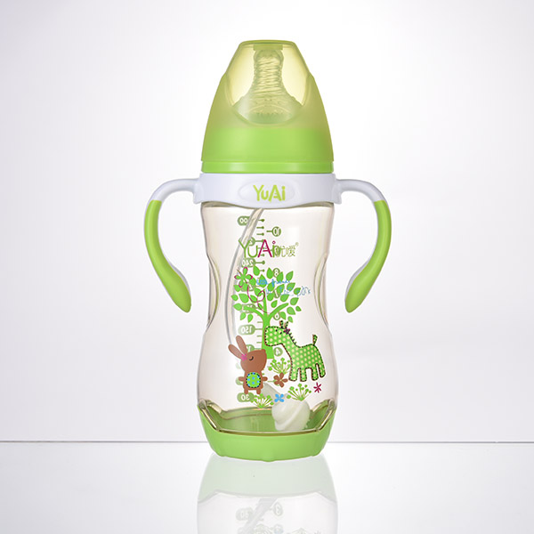 優(yōu)噯10寬口弧線型手柄自動PPSU奶瓶(300ml)(保護底座)