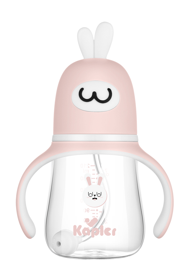 康喂兒趣萌兔玻璃 寬口奶瓶210ML 紅色