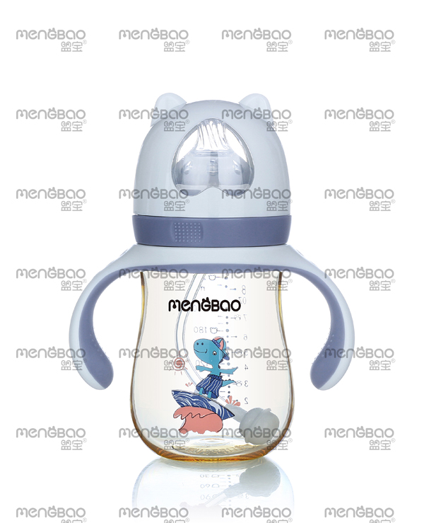 盟寶小熊PPSU奶瓶粉藍色