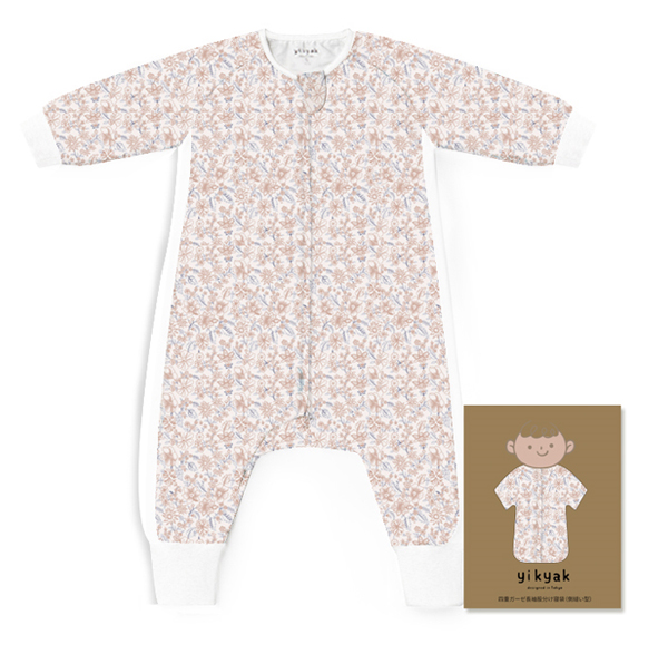 yikyak四層紗布長袖分腿睡袋(側拼款) 花海.jpg