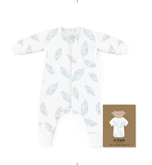 yikyak四層紗布長(zhǎng)袖分腿睡袋(側(cè)拼款) 白羽.jpg