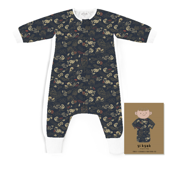 yikyak四層紗布長袖分腿睡袋(側(cè)拼款) 小麒麟.jpg