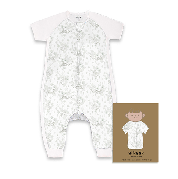 yikyak四層紗布短袖分腿睡袋(拼接款)童話虎.jpg