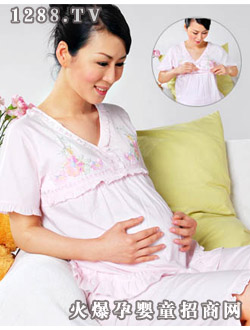 孕唯美中袖掀蓋式哺乳衫