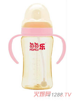 苗苗樂寬口徑雙柄自動吸弧形PPSU奶瓶300ml