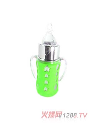 安箕兒150單層不銹鋼奶瓶（草綠）