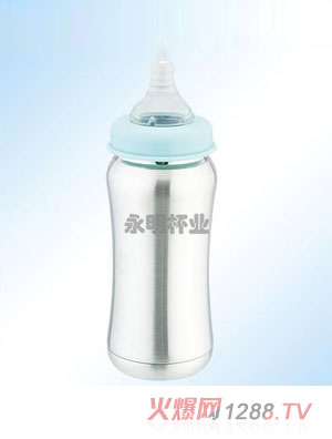 標(biāo)口藍(lán)不銹鋼真空奶瓶