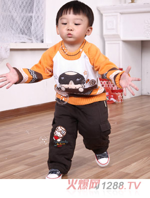 西瓜太郎黃白卡通毛衣