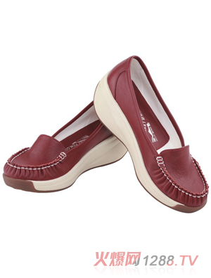 懶洋洋yunf散步鞋酒紅色