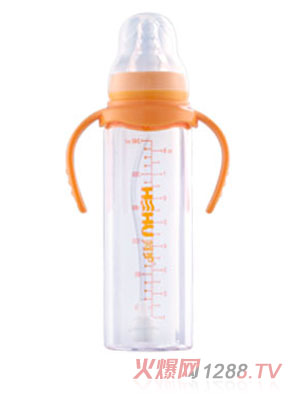 呵護240ml標口晶鉆玻璃奶瓶自動握把