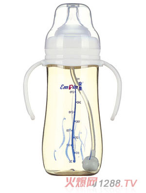 皇嬰PPSU寬口圓弧自動奶瓶300ml白色