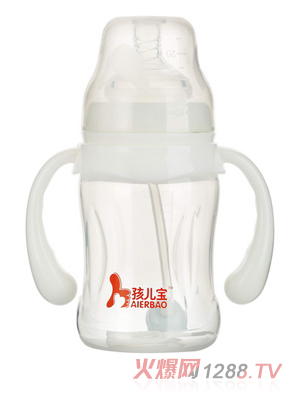 孩兒寶白色寬口防滑自動PP奶瓶180ml