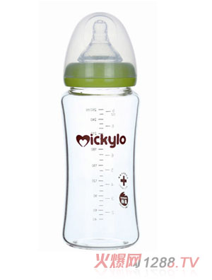 米奇樂(lè)晶鉆玻璃寬口奶瓶260ml