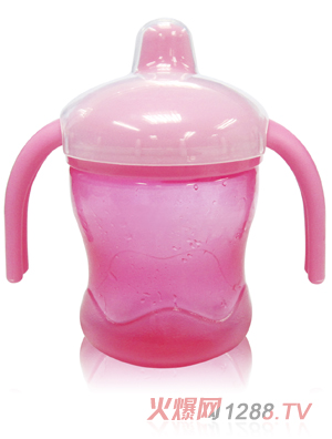 媽媽易yinge波浪學(xué)水杯雙耳學(xué)飲杯粉色