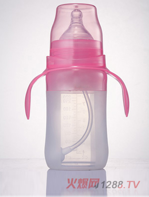 哆啦鼠8安寬口徑全硅膠自動手柄奶瓶