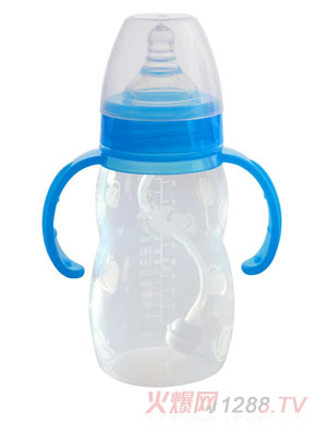 優(yōu)恩藍(lán)色硅膠奶瓶260ml